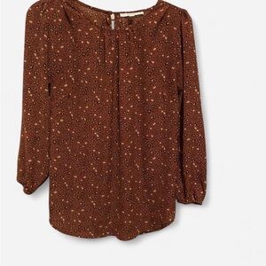 Fun 2 Fun Brown Patterned Blouse